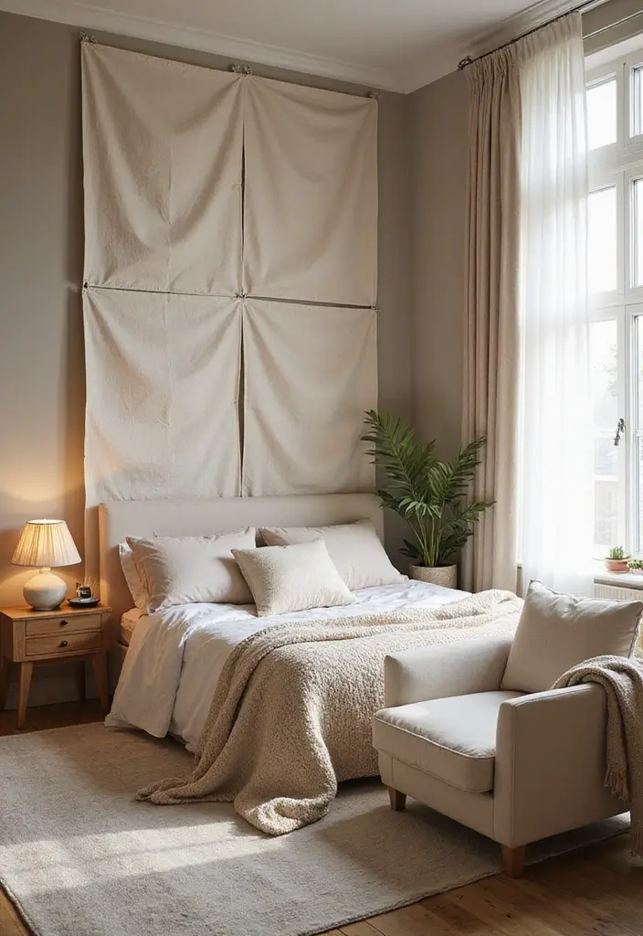 27 Studio Apartment Divider Hacks That Add Privacy in Style 15 27 Studio Apartment Divider Hacks That Add Privacy in Style - 15. Textile Panels for Soft Separation
