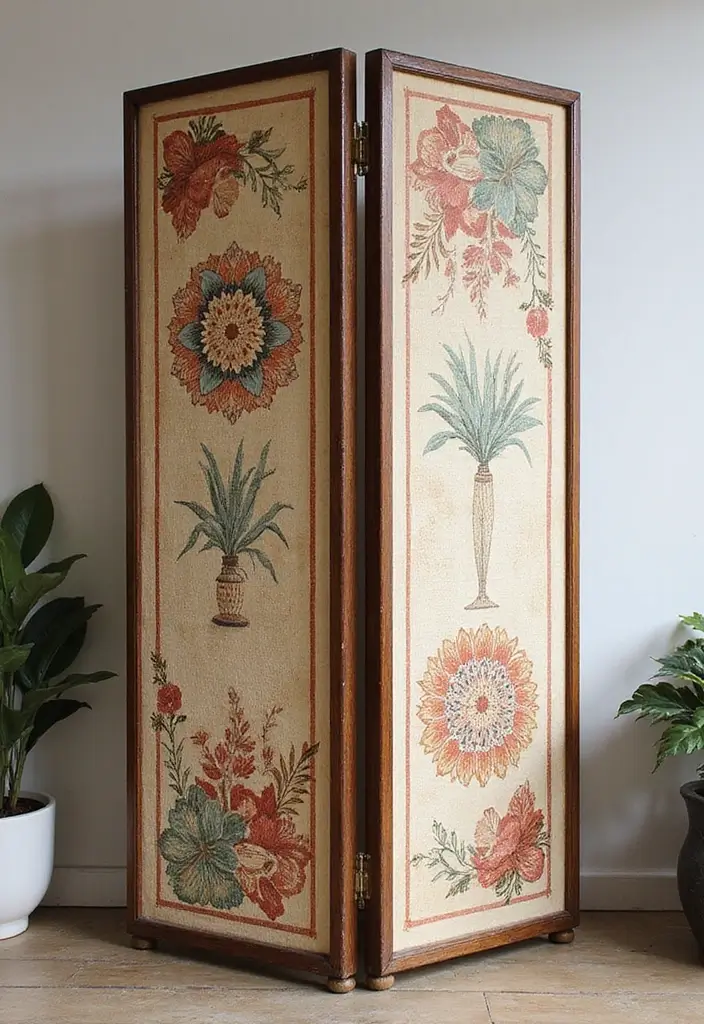 27 Studio Apartment Divider Hacks That Add Privacy in Style 17 27 Studio Apartment Divider Hacks That Add Privacy in Style - 17. Decorative Room Screens with Art