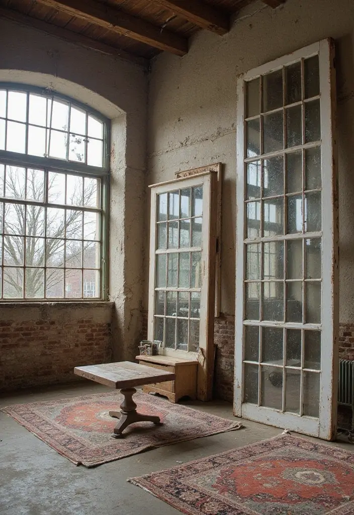 27 Studio Apartment Divider Hacks That Add Privacy in Style 20 27 Studio Apartment Divider Hacks That Add Privacy in Style - 20. Repurposed Vintage Windows