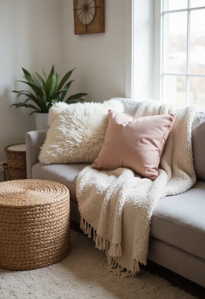 28 Cozy Apartment Decor Tips That Feel Warm and Inviting 2 28 Cozy Apartment Decor Tips That Feel Warm and Inviting - 2. Layer Soft Furnishings