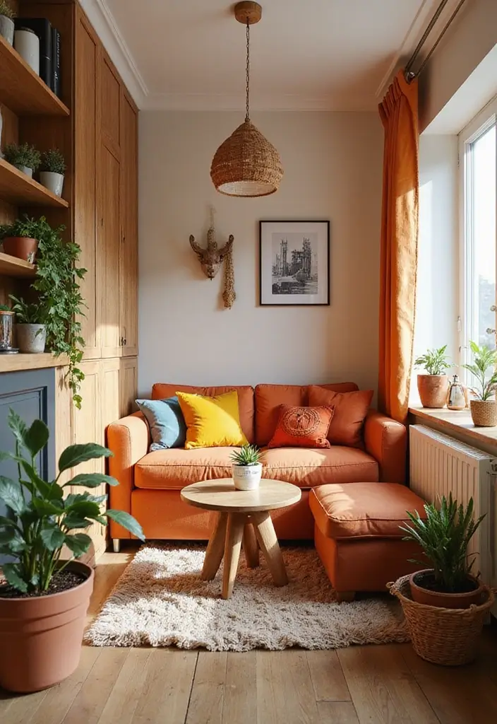 28 Small Cozy Apartment Designs That Feel Warm and Inviting 7 28 Small Cozy Apartment Designs That Feel Warm and Inviting - 7. Warm Color Accents
