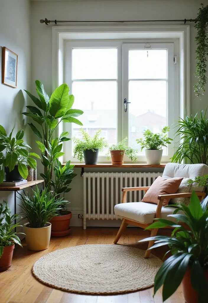 28 Small Living Space Ideas for a Sleek Clutter-Free Home 14 28 Small Living Space Ideas for a Sleek Clutter-Free Home - 14. Add Indoor Plants