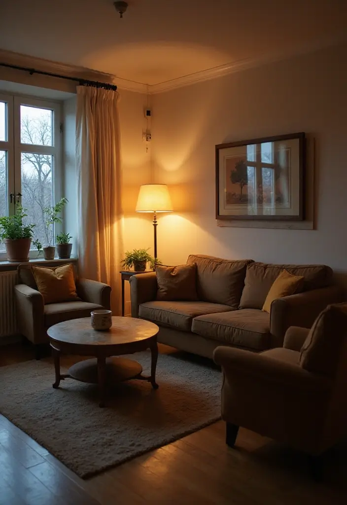 28 Small Living Space Ideas for a Sleek Clutter-Free Home 19 28 Small Living Space Ideas for a Sleek Clutter-Free Home - 19. Layer Lighting with Dimmers