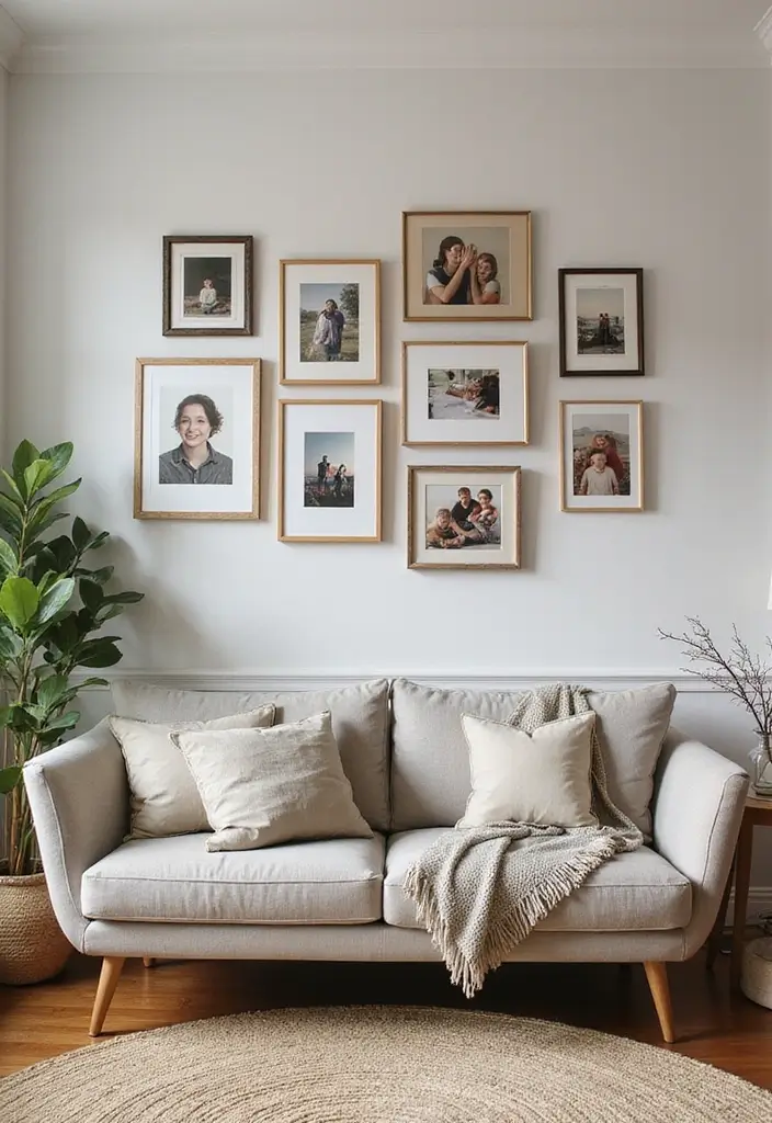 28 Small Living Space Ideas for a Sleek Clutter-Free Home 24 28 Small Living Space Ideas for a Sleek Clutter-Free Home - 24. Personalize with Photos