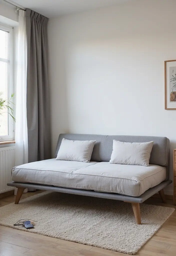 28 Small Living Space Ideas for a Sleek Clutter-Free Home 27 28 Small Living Space Ideas for a Sleek Clutter-Free Home - 27. Choose a Futon for Style and Functionality