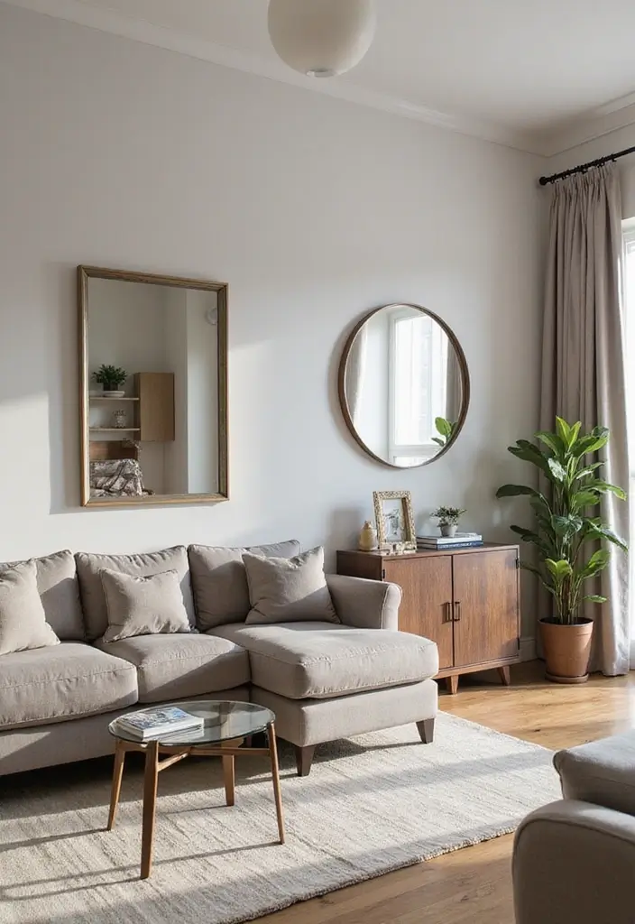 28 Small Living Space Ideas for a Sleek Clutter-Free Home 4 28 Small Living Space Ideas for a Sleek Clutter-Free Home - 4. Incorporate Mirrors