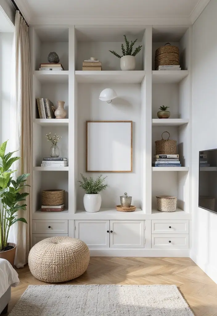 28 Small Living Space Ideas for a Sleek Clutter-Free Home 5 28 Small Living Space Ideas for a Sleek Clutter-Free Home - 5. Go for Open Shelving