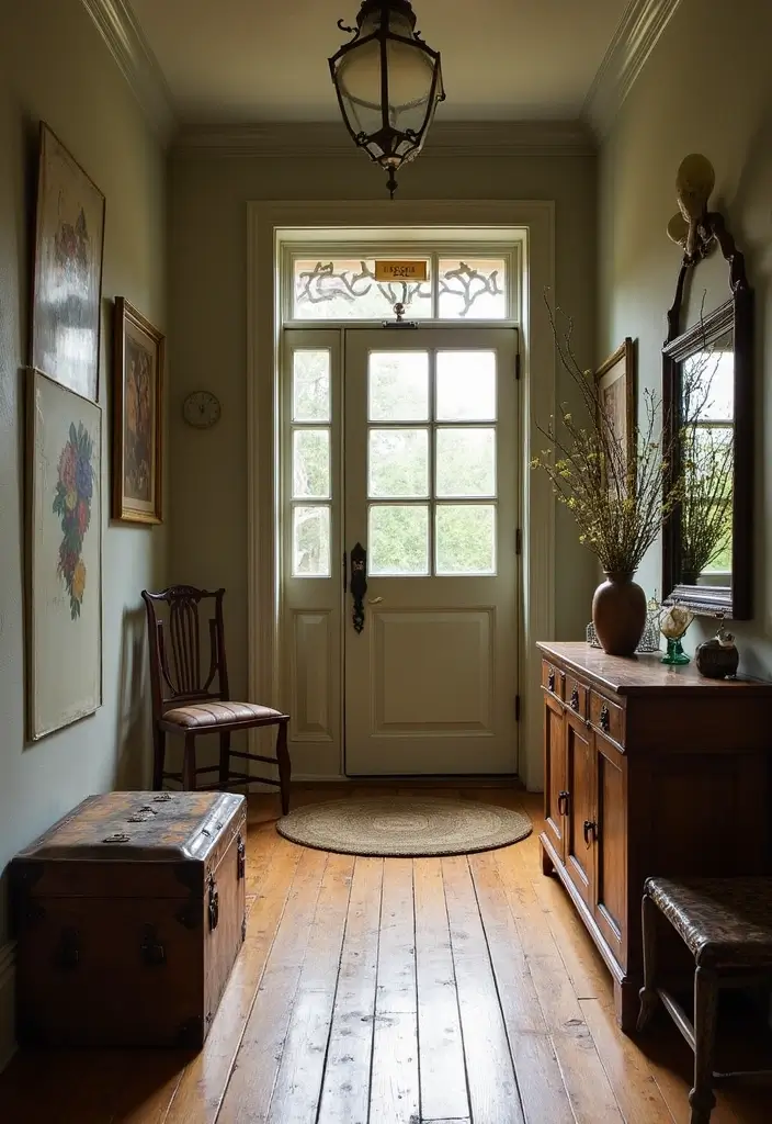 29 Apartment Entryway Ideas That Wow Guests Instantly 15 29 Apartment Entryway Ideas That Wow Guests Instantly - 15. Vintage Finds