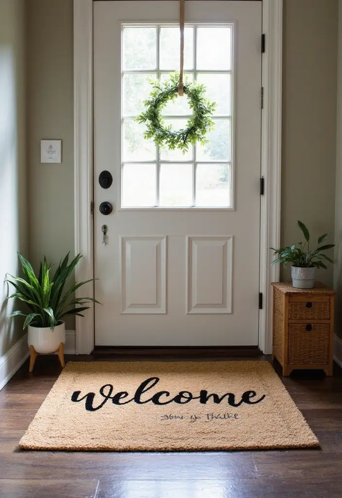 29 Apartment Entryway Ideas That Wow Guests Instantly 22 29 Apartment Entryway Ideas That Wow Guests Instantly - 22. Personalized Welcome Mats