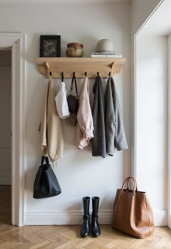 29 Apartment Entryway Ideas That Wow Guests Instantly 9 29 Apartment Entryway Ideas That Wow Guests Instantly - 9. Stylish Hooks and Racks