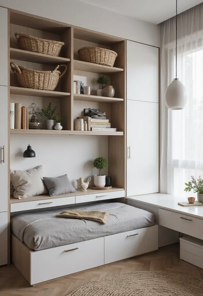 29 Bachelor Apartment Ideas for a Sleek Modern Lifestyle 2 29 Bachelor Apartment Ideas for a Sleek Modern Lifestyle - 2. Smart Storage Solutions