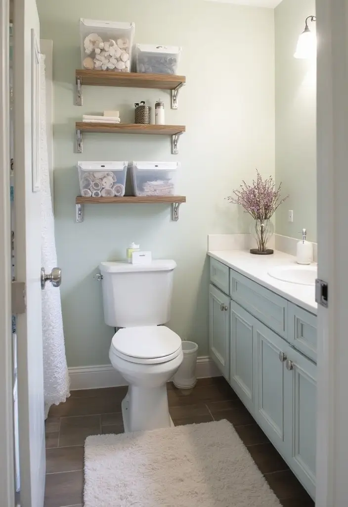 29 Bathroom Decor Ideas Apartment Renters Will Love - 20. Use Clear Storage Bins