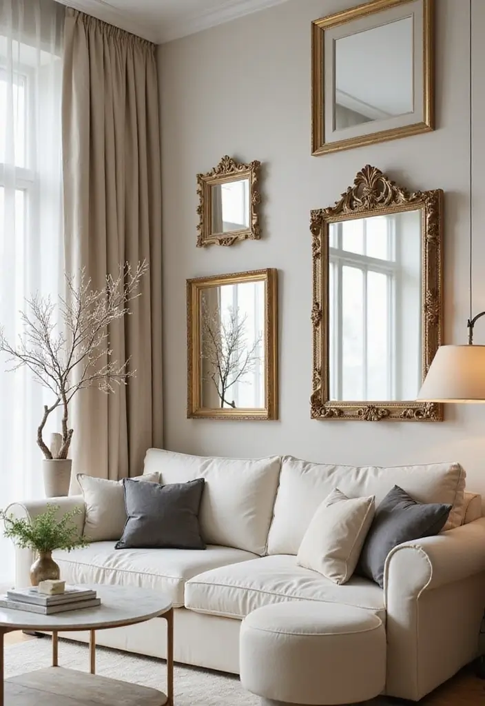 29 Girly Apartment Decor Ideas for a Pretty Feminine Look 11. Decorative Mirrors for Light and Space