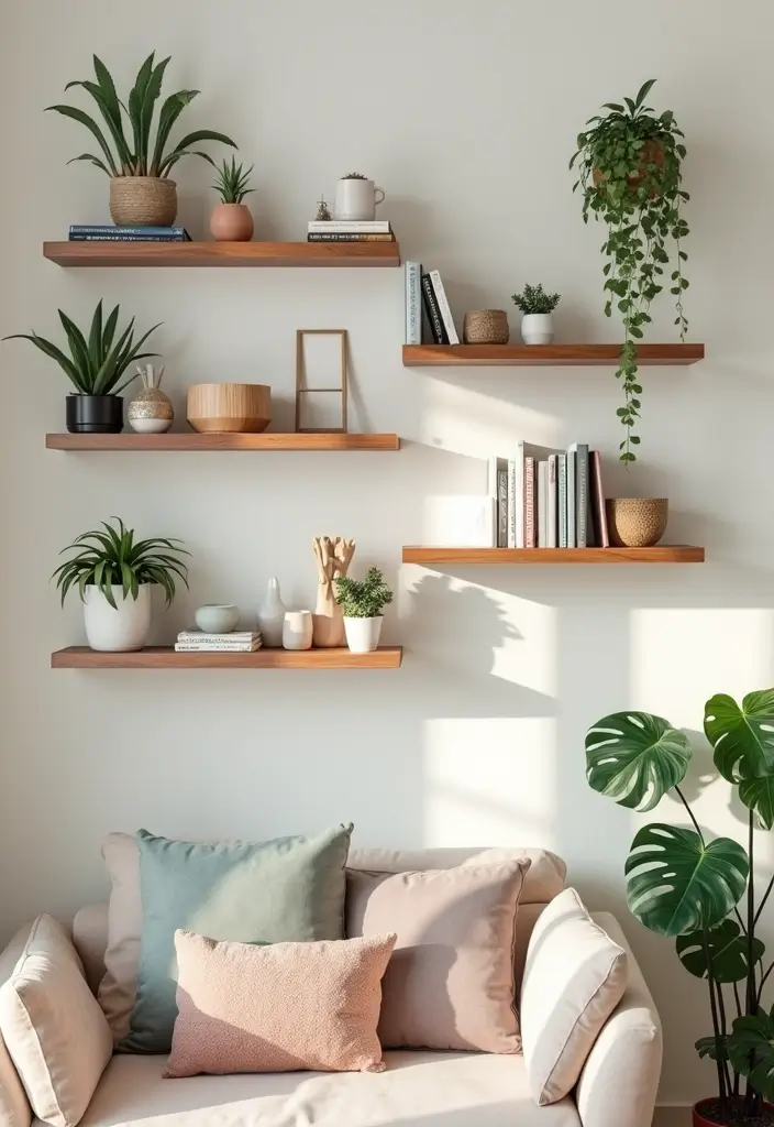 29 Girly Apartment Decor Ideas for a Pretty Feminine Look 14. Unique Shelves for Stylish Storage