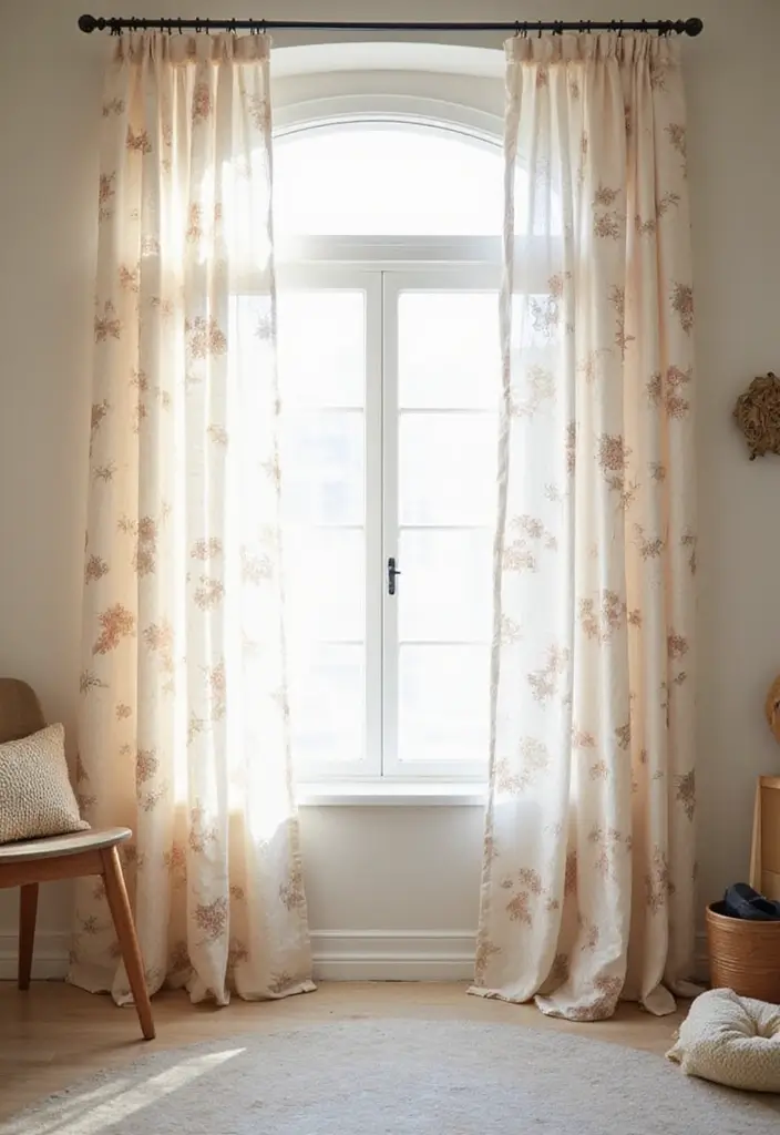 29 Girly Apartment Decor Ideas for a Pretty Feminine Look 18. Whimsical Curtains for Soft Light