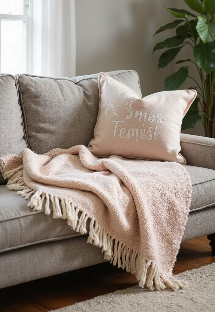 29 Girly Apartment Decor Ideas for a Pretty Feminine Look 20. Personalized Throw Blankets for Comfort