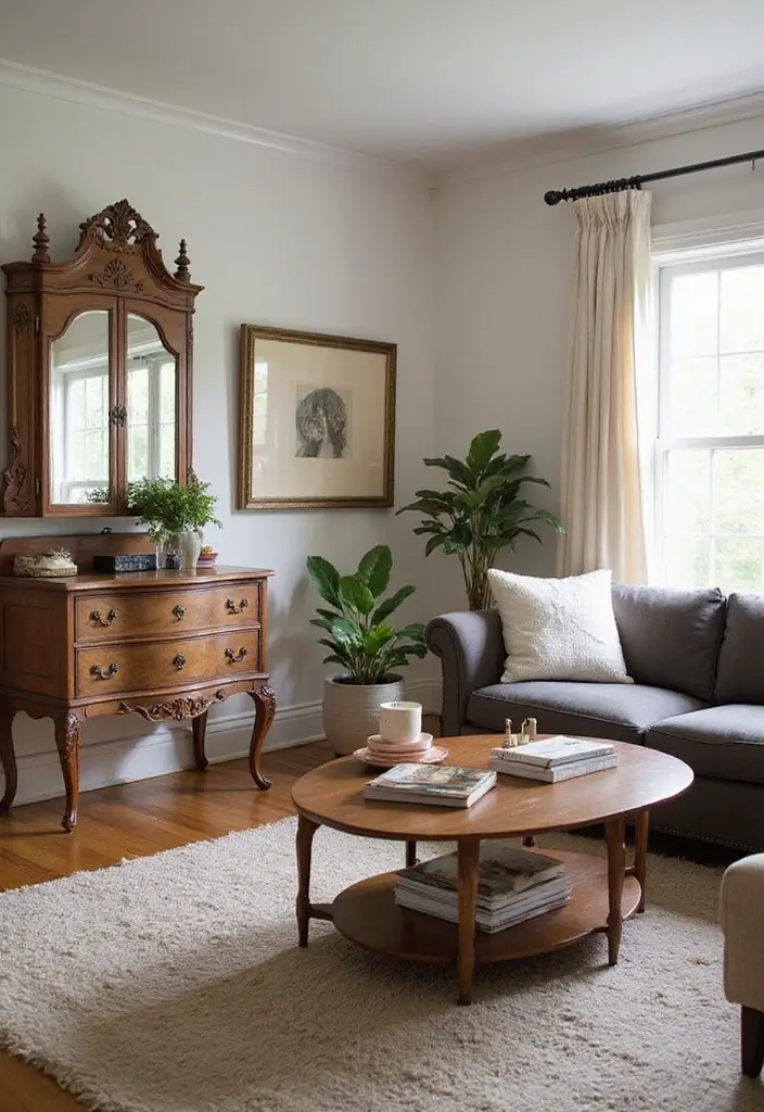 29 Girly Apartment Decor Ideas for a Pretty Feminine Look 9. Vintage Furniture Finds for Timeless Charm