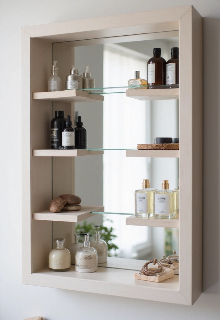29 Small Space Makeup Vanity Hacks for Tiny Apartments 1 29 Small Space Makeup Vanity Hacks for Tiny Apartments - 1. Mirror with Built-In Shelves