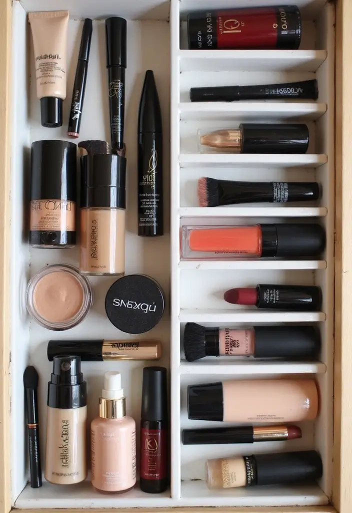 29 Small Space Makeup Vanity Hacks for Tiny Apartments 13 29 Small Space Makeup Vanity Hacks for Tiny Apartments - 13. Drawer Dividers