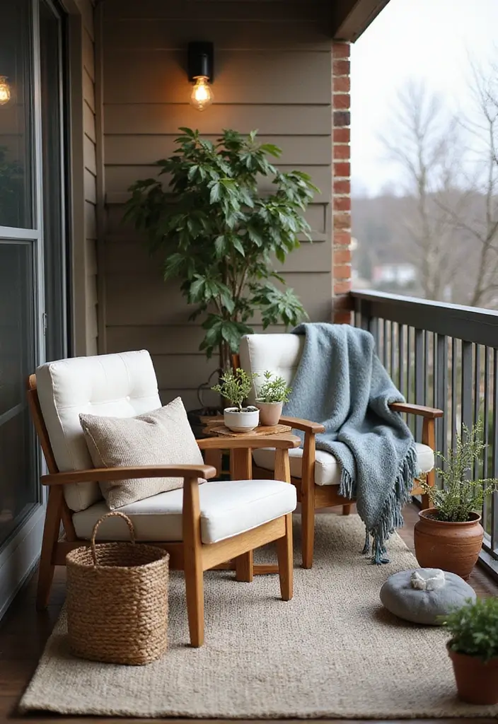 30+ Apartment Balcony Decorating Ideas for Outdoor Charm 1 30+ Apartment Balcony Decorating Ideas for Outdoor Charm - 1. Cozy Seating Nooks
