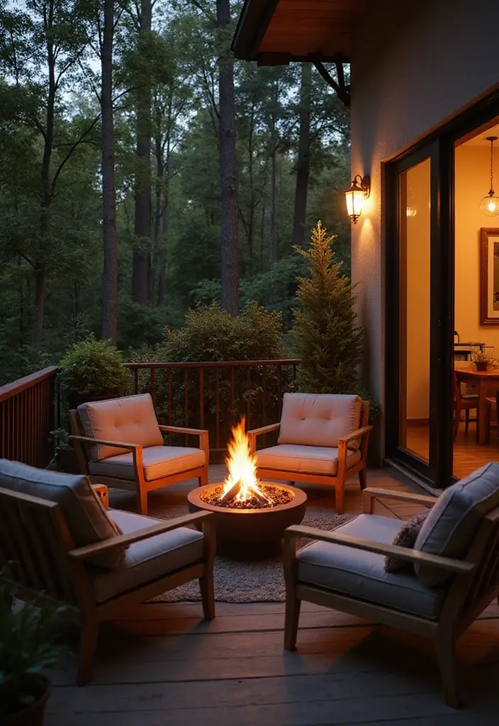 30+ Apartment Balcony Decorating Ideas for Outdoor Charm 11 30+ Apartment Balcony Decorating Ideas for Outdoor Charm - 11. Fire Pit Fun