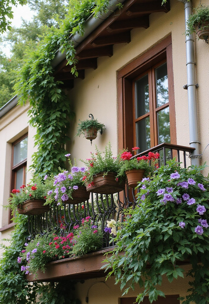 30+ Apartment Balcony Decorating Ideas for Outdoor Charm 16 30+ Apartment Balcony Decorating Ideas for Outdoor Charm - 16. Hanging Baskets