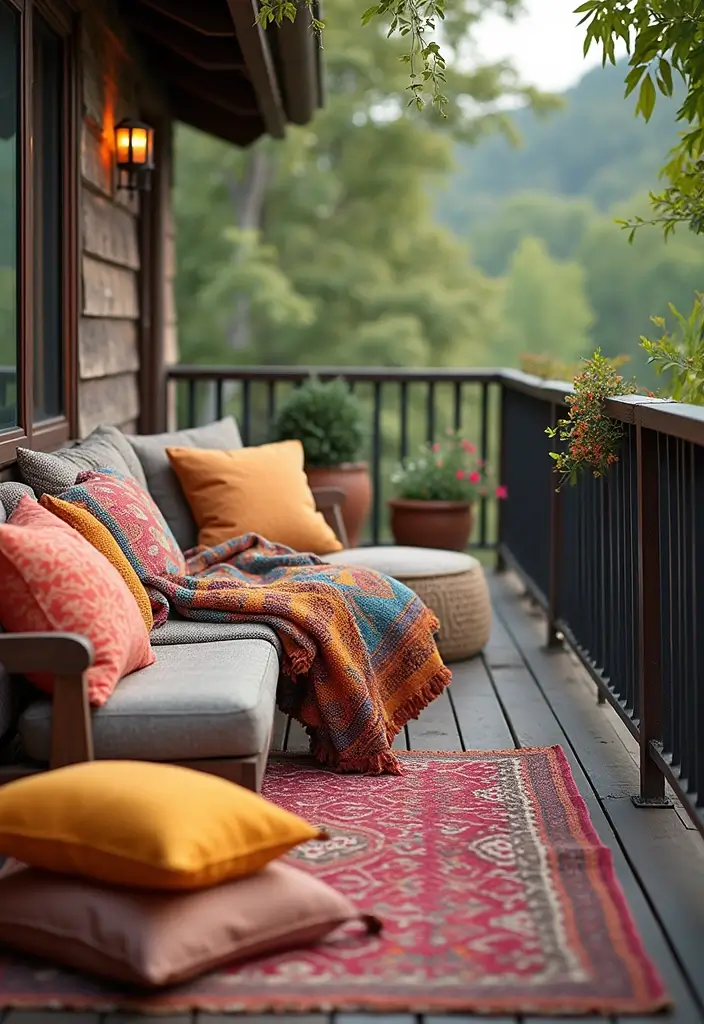 30+ Apartment Balcony Decorating Ideas for Outdoor Charm 18 30+ Apartment Balcony Decorating Ideas for Outdoor Charm - 18. Outdoor Blankets