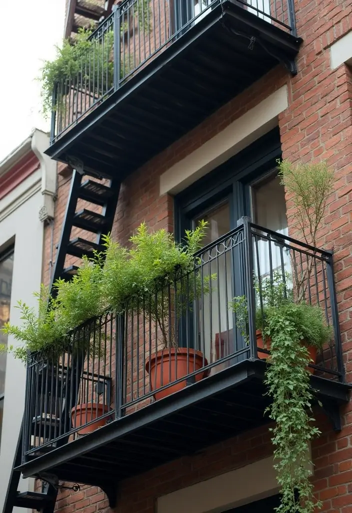 30+ Apartment Balcony Decorating Ideas for Outdoor Charm 25 30+ Apartment Balcony Decorating Ideas for Outdoor Charm - 25. Chic Fire Escape Decor