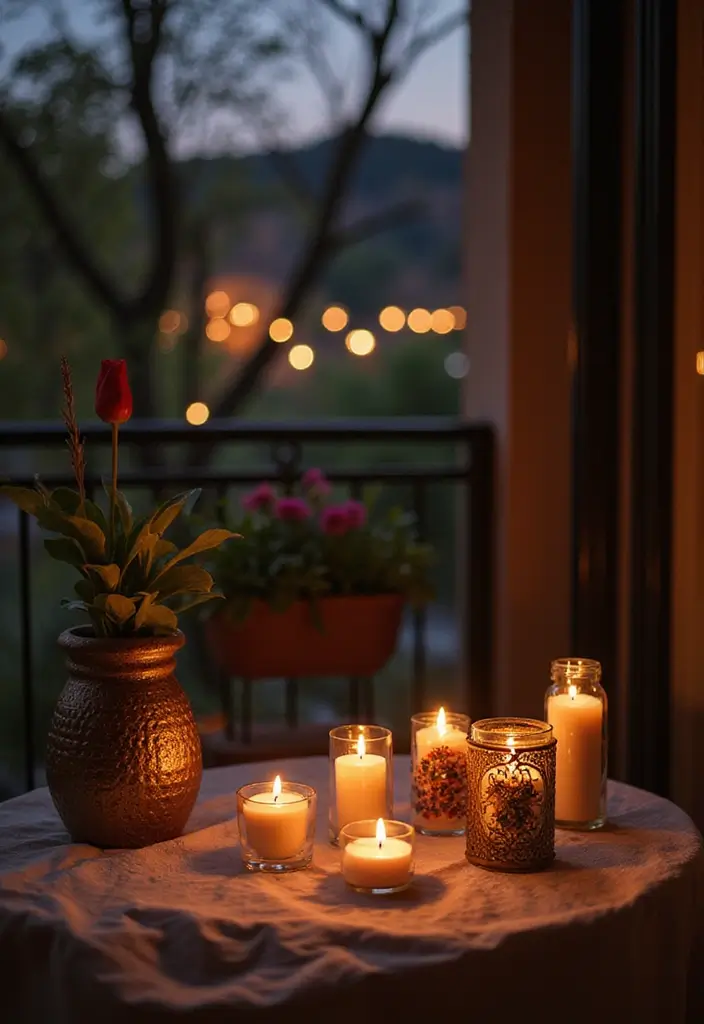 30+ Apartment Balcony Decorating Ideas for Outdoor Charm 27 30+ Apartment Balcony Decorating Ideas for Outdoor Charm - 27. Tealights and Candle Holders