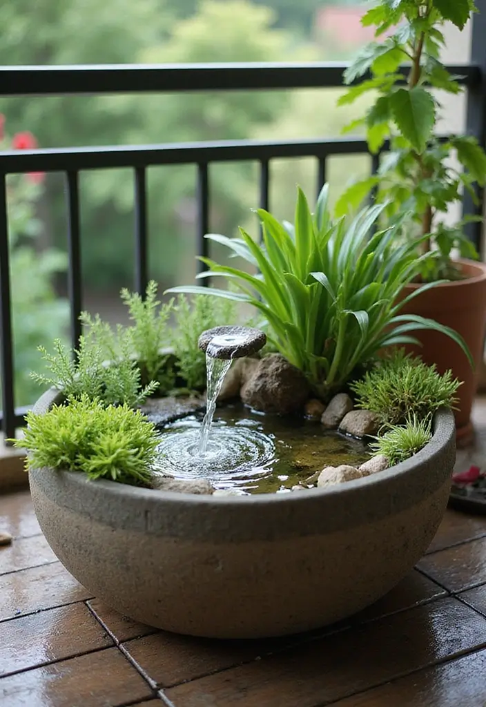 30+ Apartment Balcony Decorating Ideas for Outdoor Charm 29 30+ Apartment Balcony Decorating Ideas for Outdoor Charm - 29. Container Water Gardens