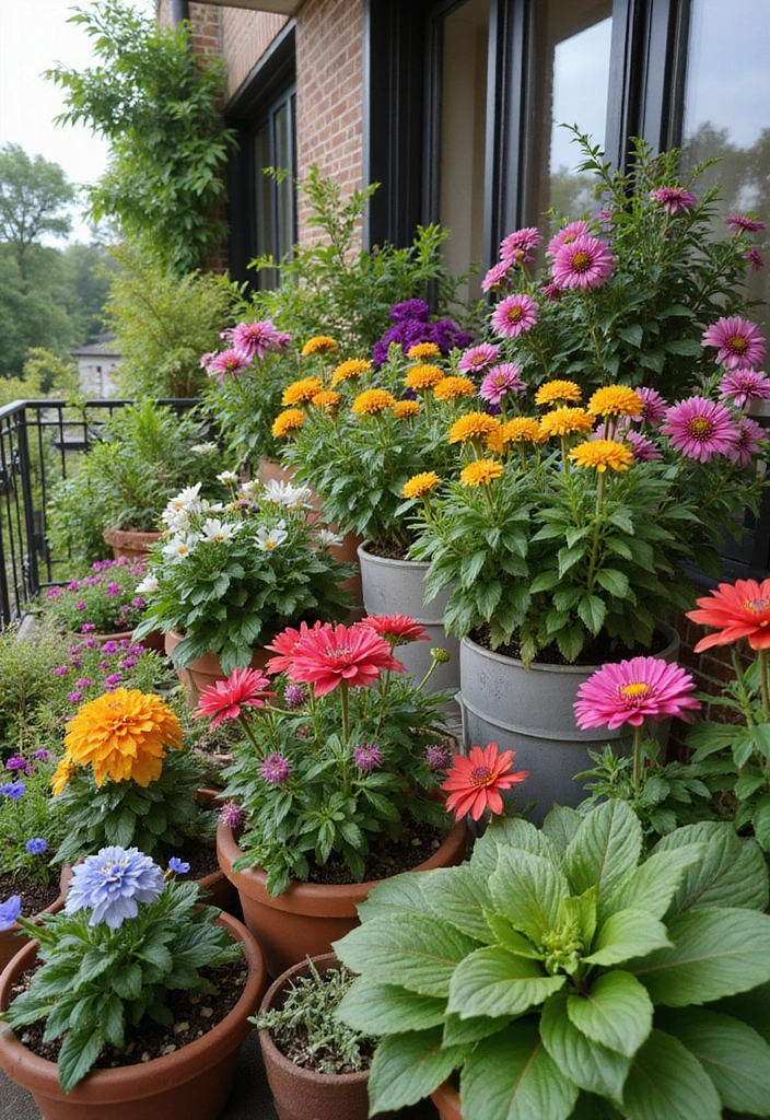 30+ Apartment Balcony Decorating Ideas for Outdoor Charm 6 30+ Apartment Balcony Decorating Ideas for Outdoor Charm - 6. Potted Plants Galore