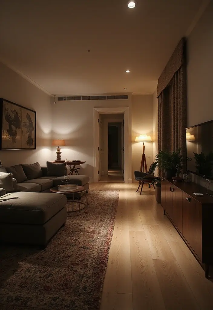 30 Apartment Designs That Feel Modern Sleek and Affordable - 13. Layered Lighting