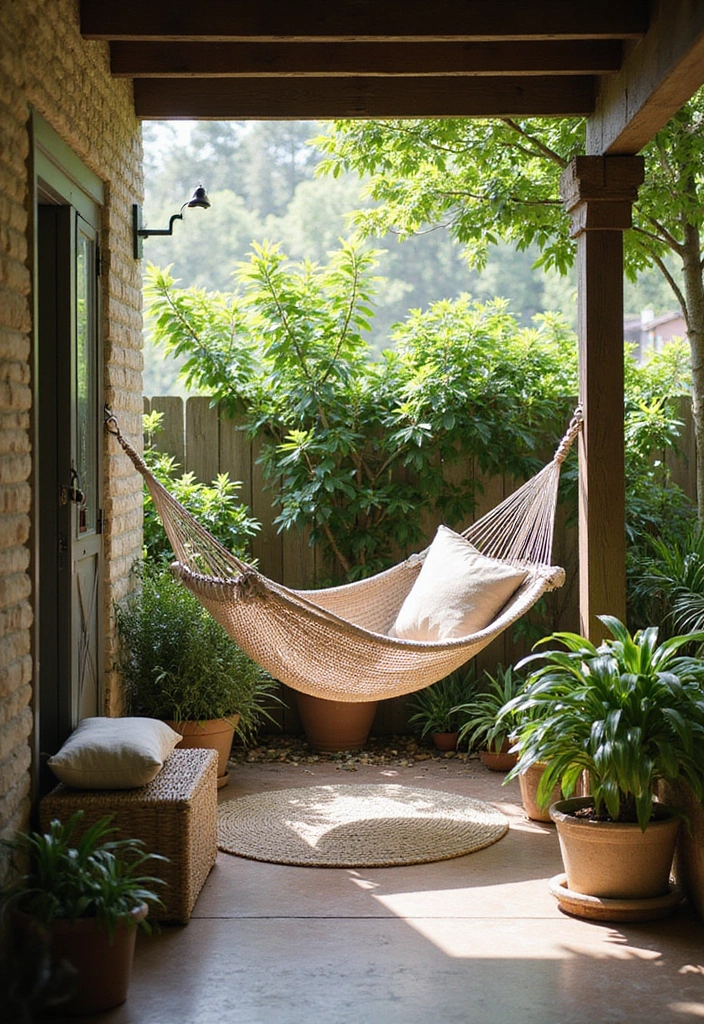 30 Apartment Patio Ideas to Create a Relaxing Outdoor Escape 10 30 Apartment Patio Ideas to Create a Relaxing Outdoor Escape - 10. Cozy Hammocks for Ultimate Relaxation