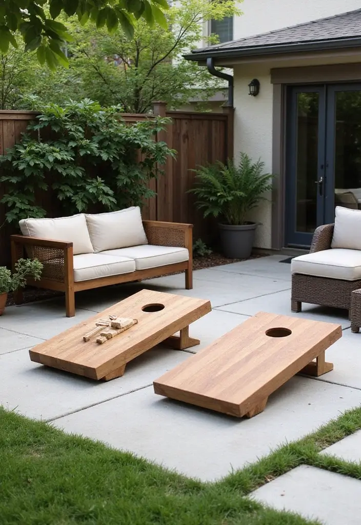 30 Apartment Patio Ideas to Create a Relaxing Outdoor Escape 15 30 Apartment Patio Ideas to Create a Relaxing Outdoor Escape - 15. Outdoor Games for Fun Gatherings