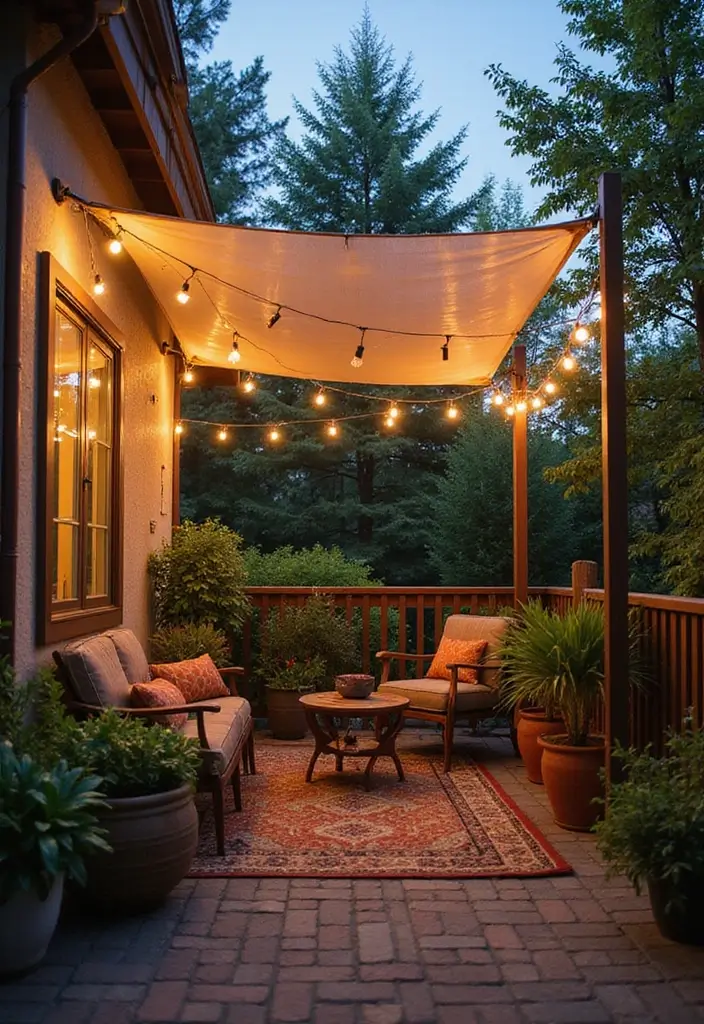 30 Apartment Patio Ideas to Create a Relaxing Outdoor Escape 21 30 Apartment Patio Ideas to Create a Relaxing Outdoor Escape - 21. Creative Canopy Ideas