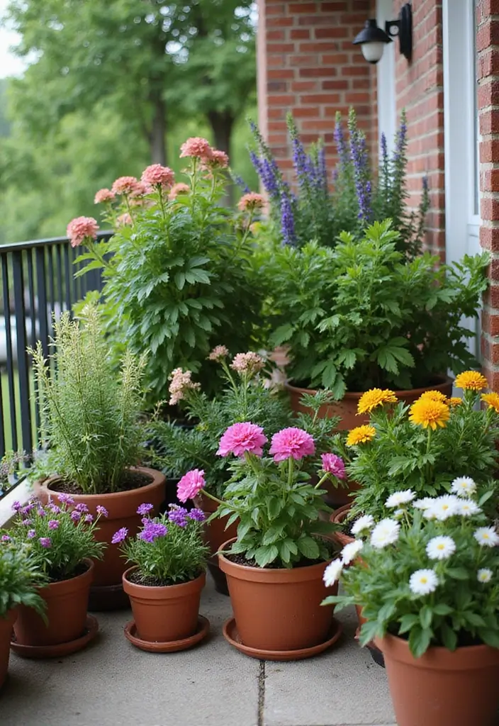 30 Apartment Patio Ideas to Create a Relaxing Outdoor Escape 6 30 Apartment Patio Ideas to Create a Relaxing Outdoor Escape - 6. Potted Plants for a Lush Feel