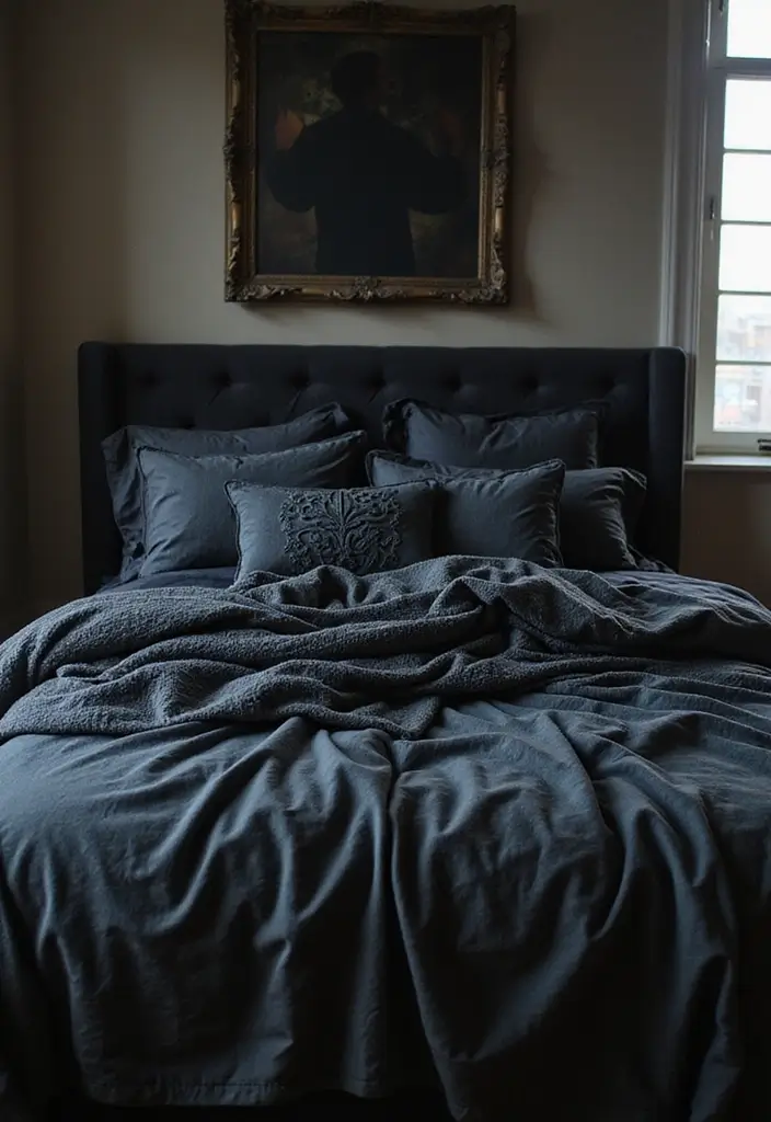 30 Gothic Apartment Decor Inspirations That Feel Dark & Chic 26 30 Gothic Apartment Decor Inspirations That Feel Dark & Chic - 26. Gothic-Inspired Bed Linens