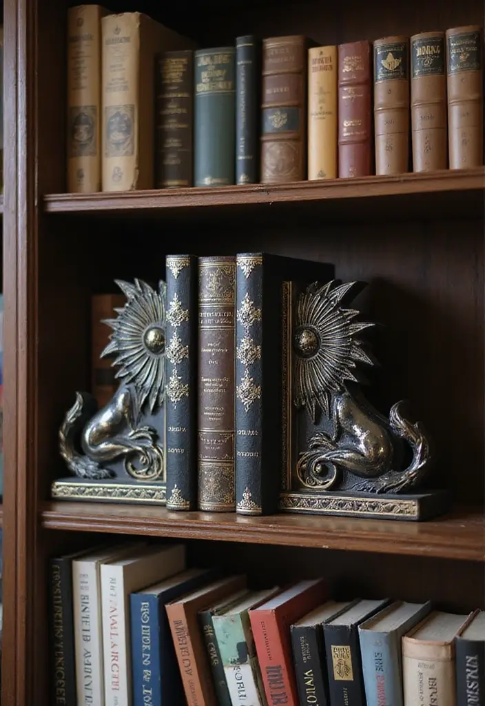30 Gothic Apartment Decor Inspirations That Feel Dark & Chic 27 30 Gothic Apartment Decor Inspirations That Feel Dark & Chic - 27. Artistic Bookends