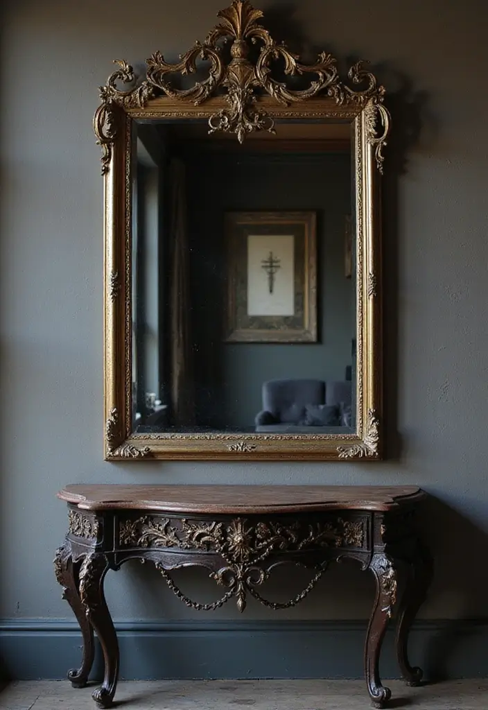 30 Gothic Apartment Decor Inspirations That Feel Dark & Chic 5 30 Gothic Apartment Decor Inspirations That Feel Dark & Chic - 5. Antique Mirrors