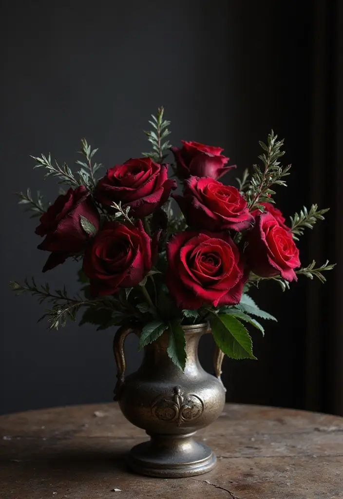 30 Gothic Apartment Decor Inspirations That Feel Dark & Chic 8 30 Gothic Apartment Decor Inspirations That Feel Dark & Chic - 8. Dark Floral Arrangements