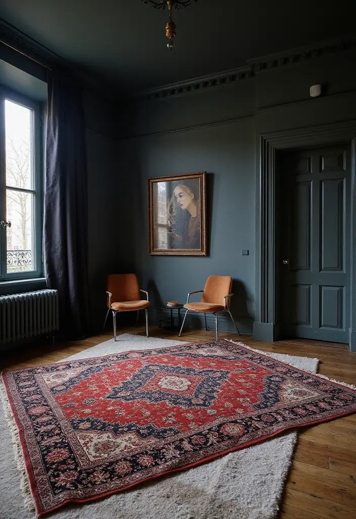 30 Gothic Apartment Decor Inspirations That Feel Dark & Chic 9 30 Gothic Apartment Decor Inspirations That Feel Dark & Chic - 9. Rich, Dark Rugs