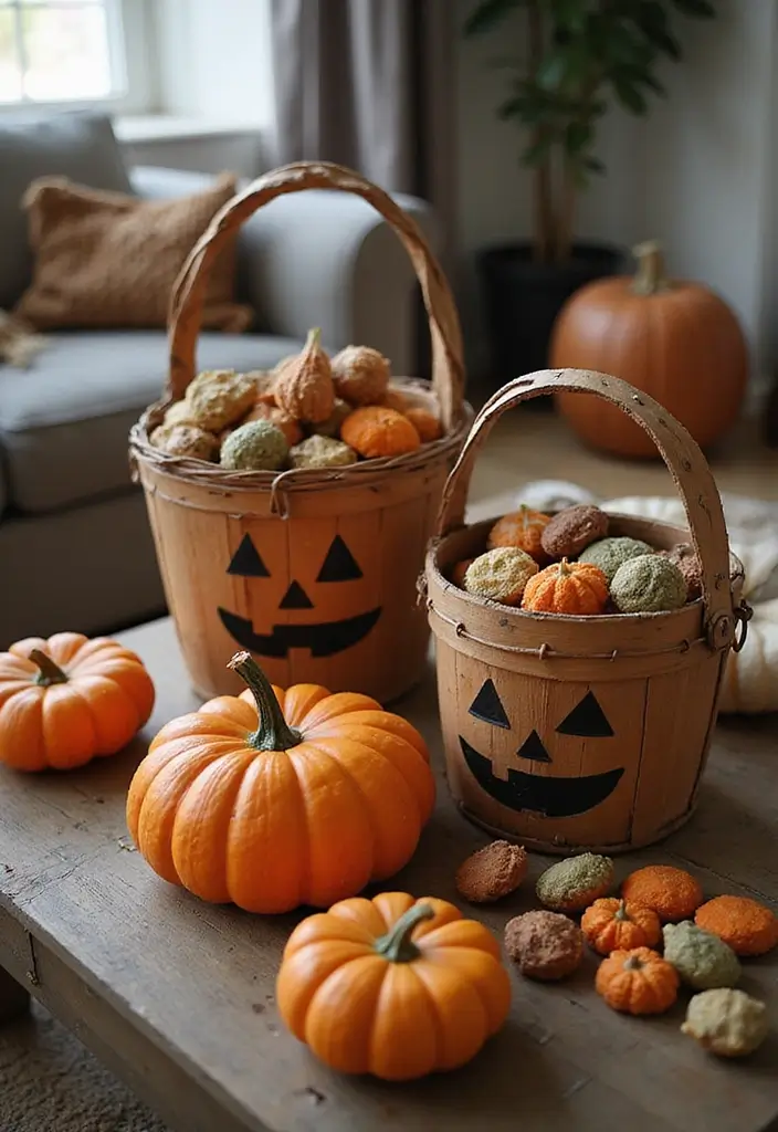 30 Halloween Apartment Decor Ideas That Are Scary-Cute 10 30 Halloween Apartment Decor Ideas That Are Scary-Cute - 10. Vintage Trick-or-Treat Baskets