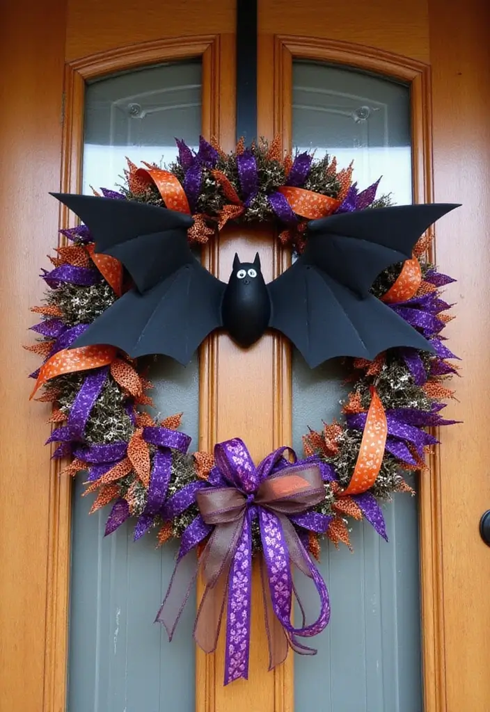 30 Halloween Apartment Decor Ideas That Are Scary-Cute 21 30 Halloween Apartment Decor Ideas That Are Scary-Cute - 21. Whimsical Bat Wreaths