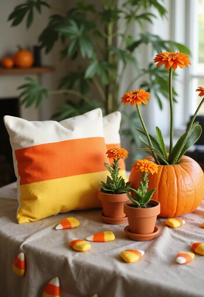 30 Halloween Apartment Decor Ideas That Are Scary-Cute 23 30 Halloween Apartment Decor Ideas That Are Scary-Cute - 23. Adorable Candy Corn Accents
