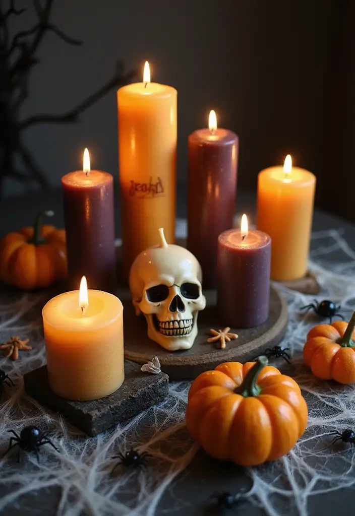 30 Halloween Apartment Decor Ideas That Are Scary-Cute 3 30 Halloween Apartment Decor Ideas That Are Scary-Cute - 3. Creepy Candle Arrangements