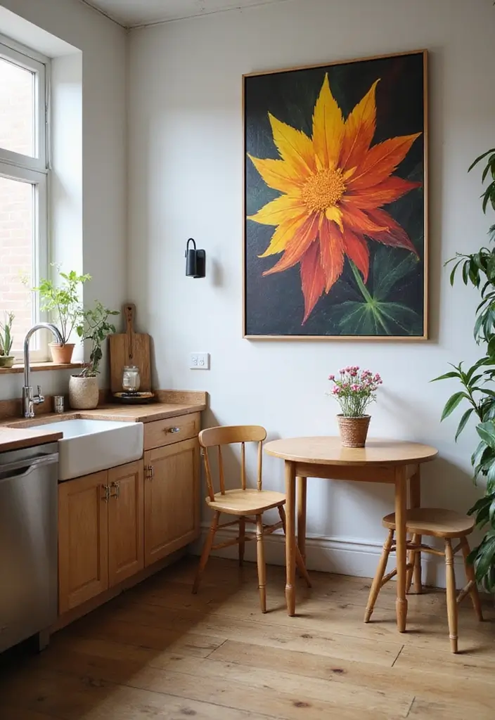 30 Kitchen Design Small Space Ideas That Blend Style and Function 13 30 Kitchen Design Small Space Ideas That Blend Style and Function - 13. Large-Scale Art