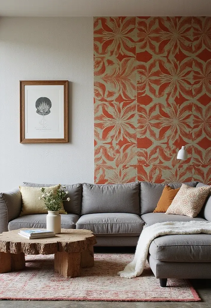 30+ Living Room Decor Ideas Apartment Renters Swear By - 16. Bold Wallpaper Accents
