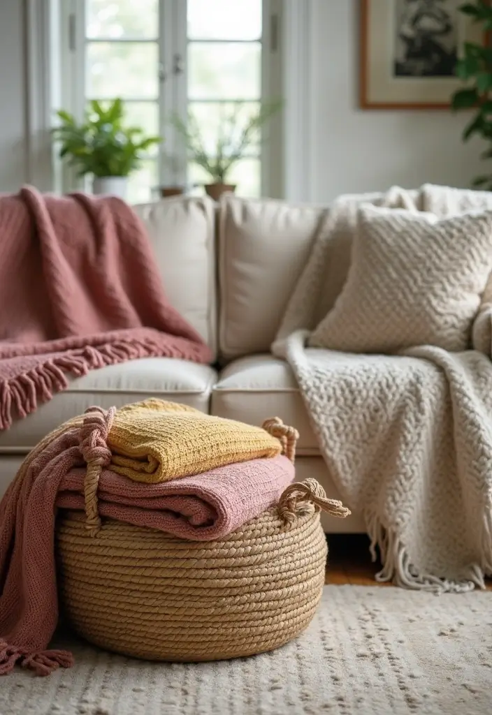 30+ Living Room Decor Ideas Apartment Renters Swear By - 18. Use Throw Blankets Creatively