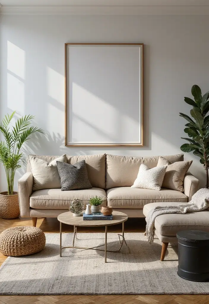 30+ Living Room Decor Ideas Apartment Renters Swear By - 19. Play with Scale