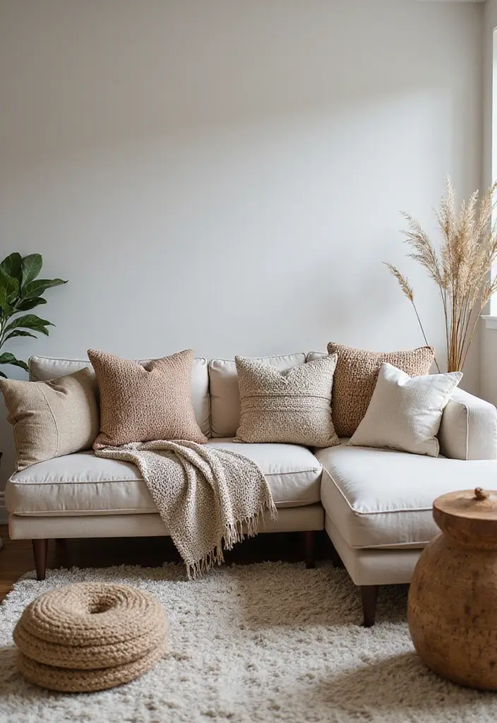 30+ Living Room Decor Ideas Apartment Renters Swear By - 29. Use Textured Fabrics